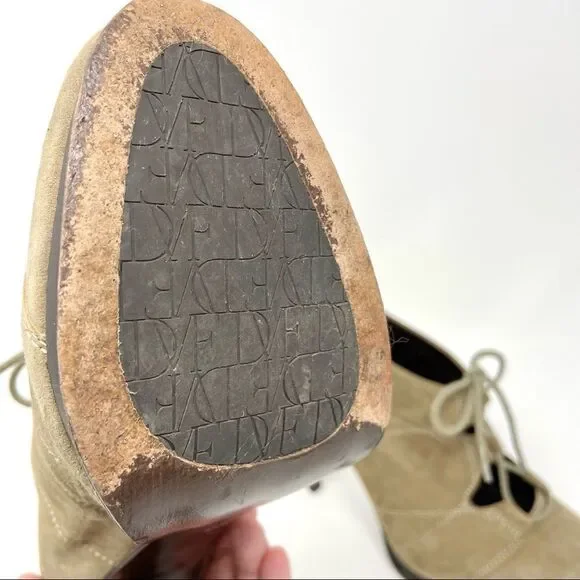 Dvf diane von furstenberg guardian taupe suede heeled lace up shoes size 8 - Picture 8 of 11